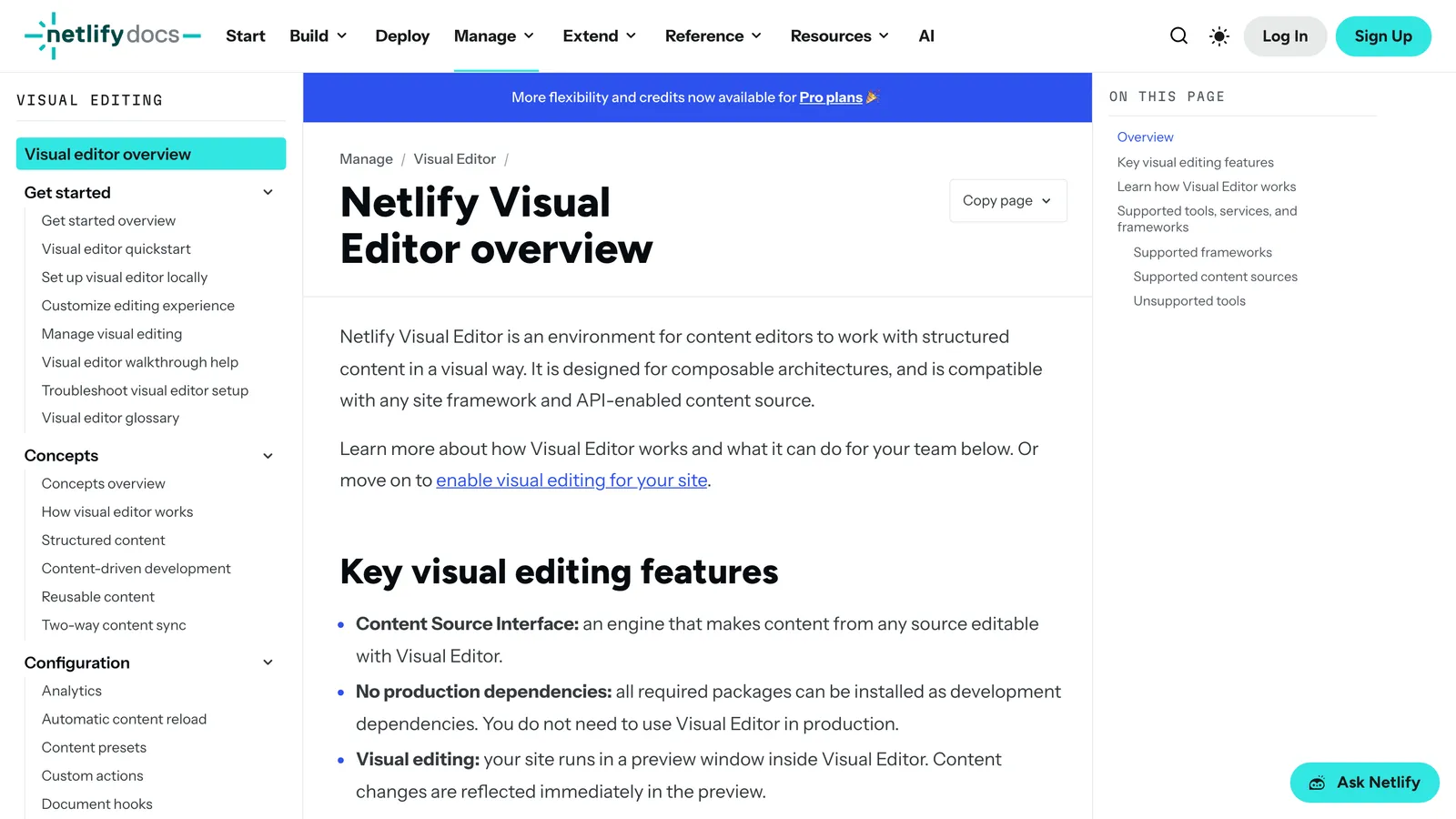 Netlify Visual Editor homepage